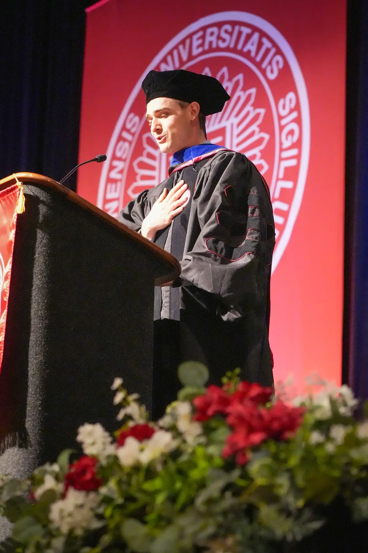 Oliver Strobel speaks at graduation 2025