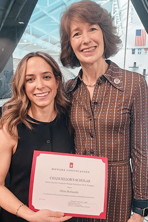 IU med student Olivia Bednarki poses for a photo with 