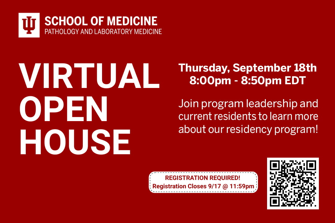 A figure that shows the text Virtual Open House with a QR code to register