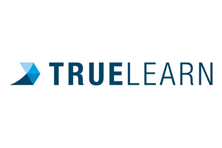 Logo of TrueLearn software and "TrueLearn" in blue font.