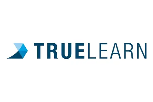 Logo of TrueLearn software and "TrueLearn" in blue font.