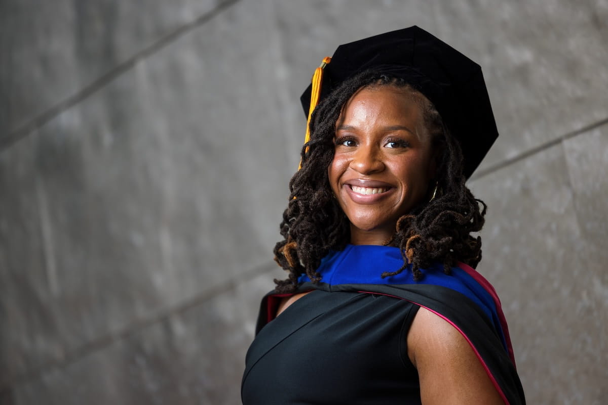 Ivana Daniels wearing cap and stole
