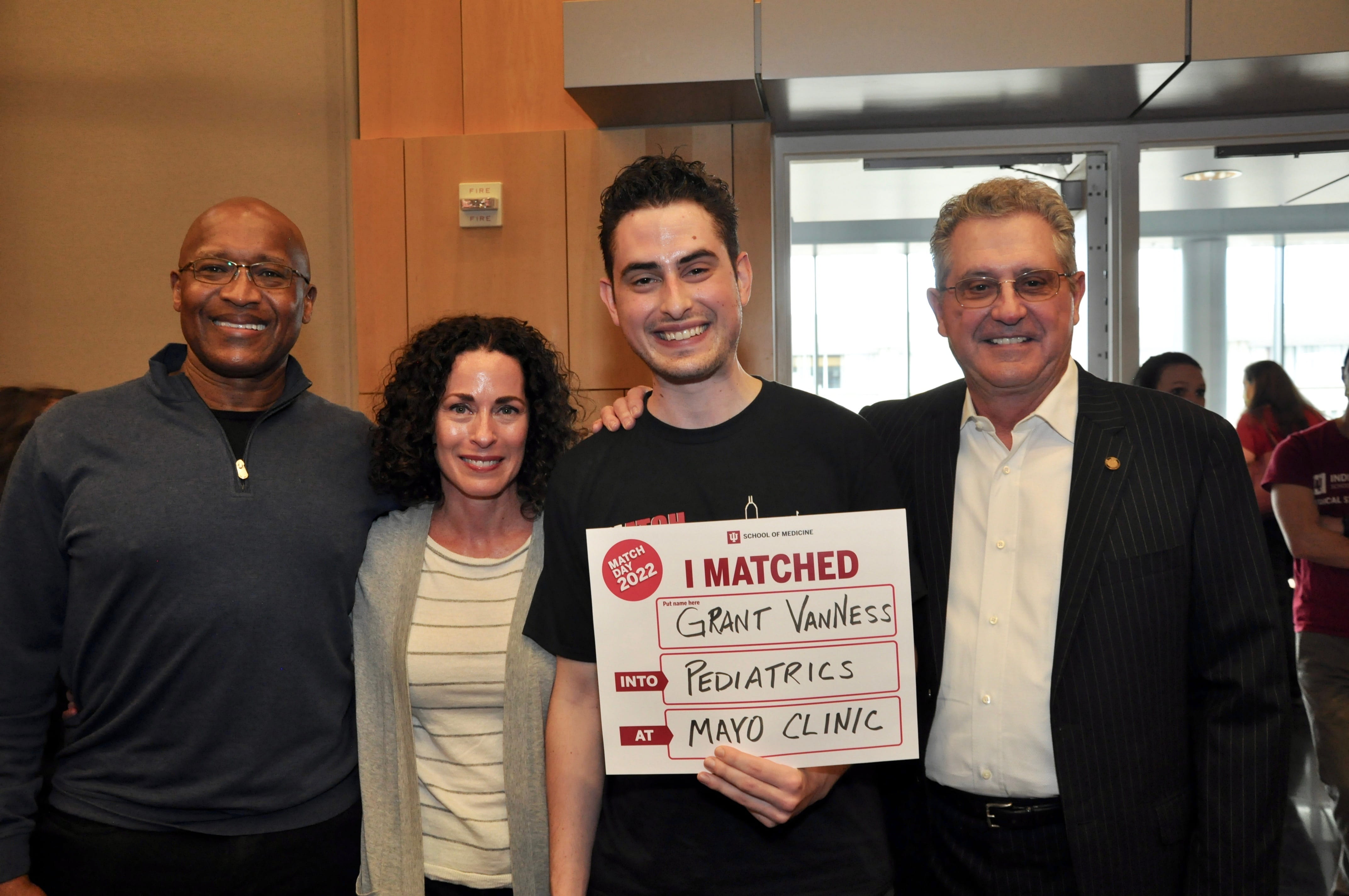 Grant VanNess with his family on Match Day