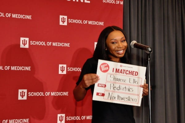 Shaneise Ellis with Match Day sign