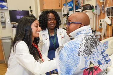 Seethal Jacob with sickle cell patient