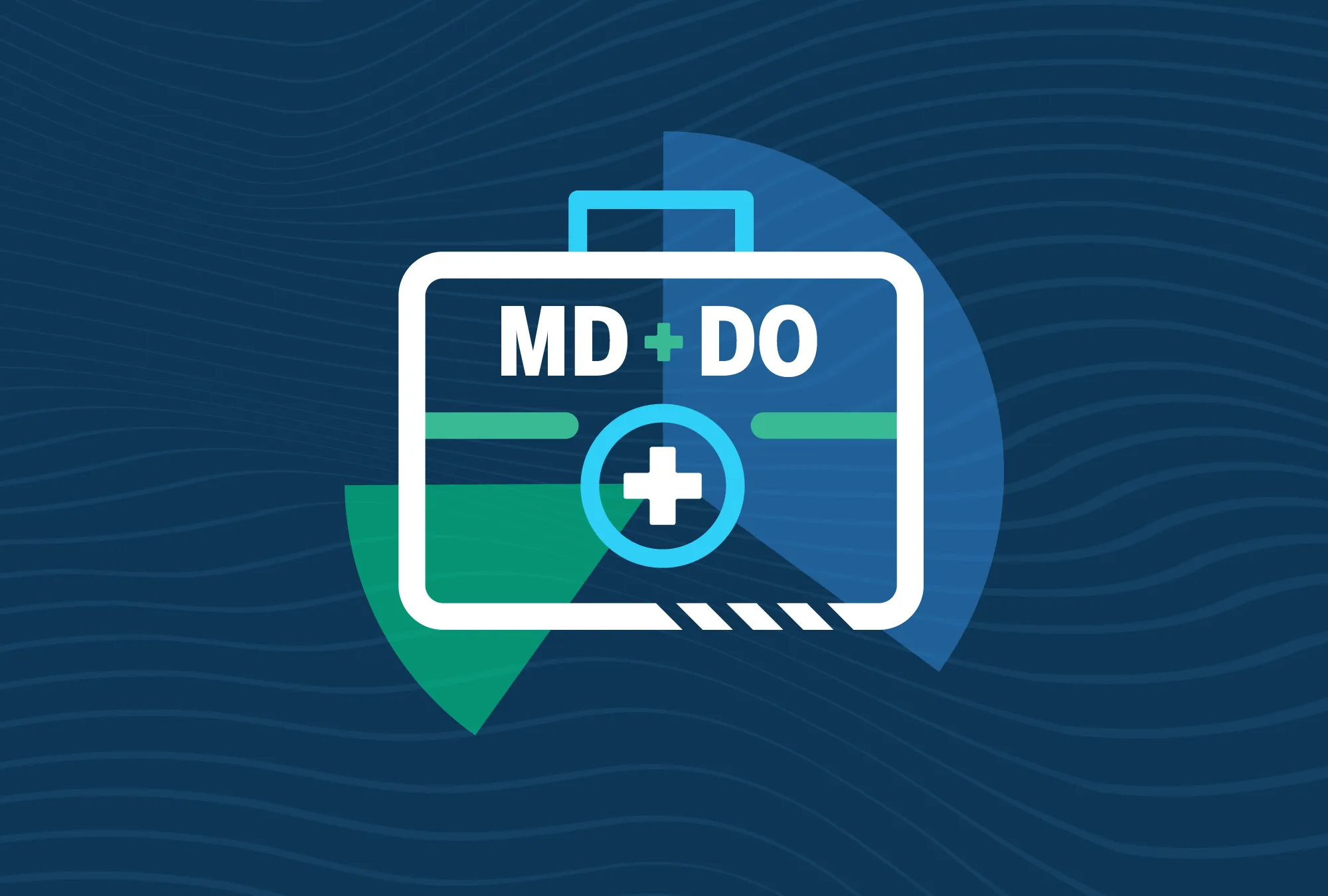 A briefcase with MD + DO written on it