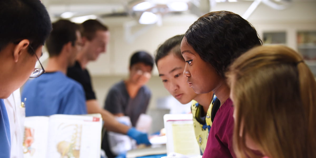 students in anatomy lab in muncie