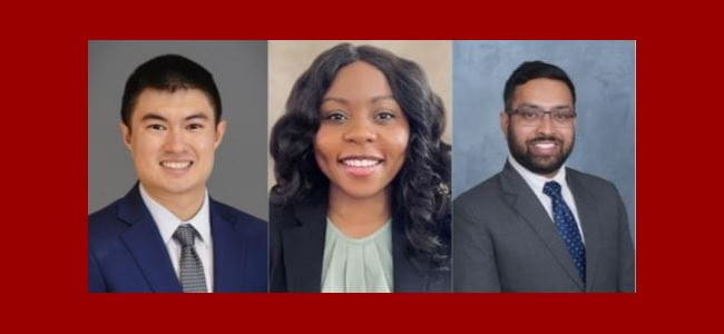 Three professional headshots of internal medicine residents.