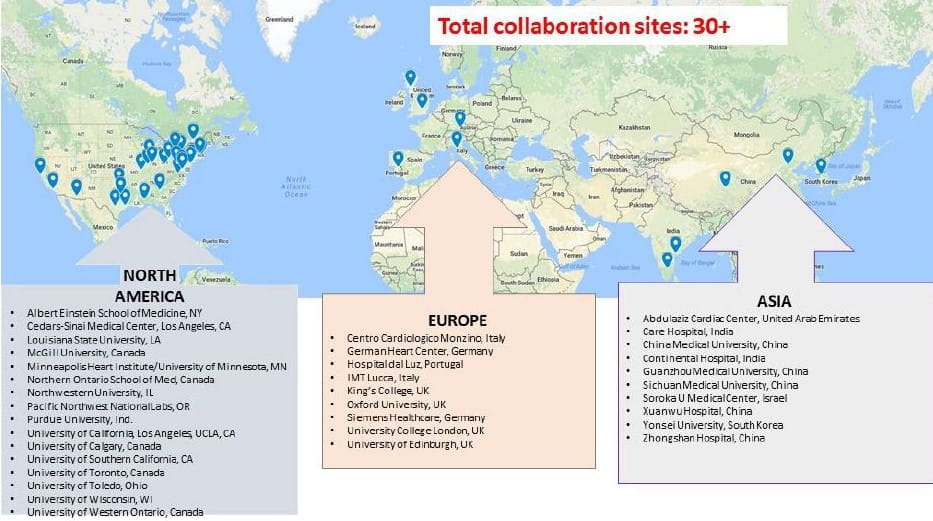 The following global map showcases the locations of more than 30 research collaboration sites.