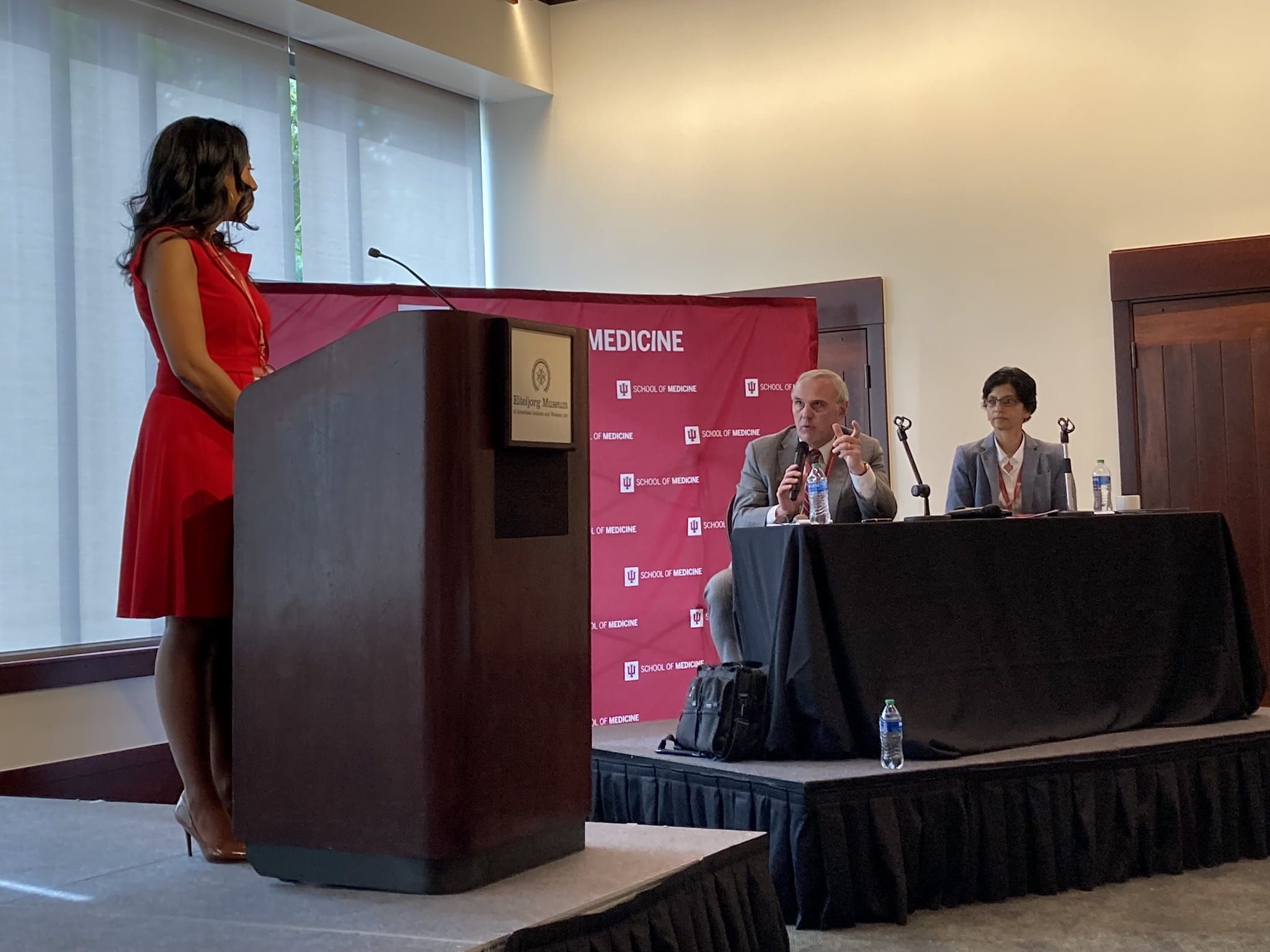 Khadijah Breathett, MD, answers questions from moderators during the 2023 Krannert Biennial. 