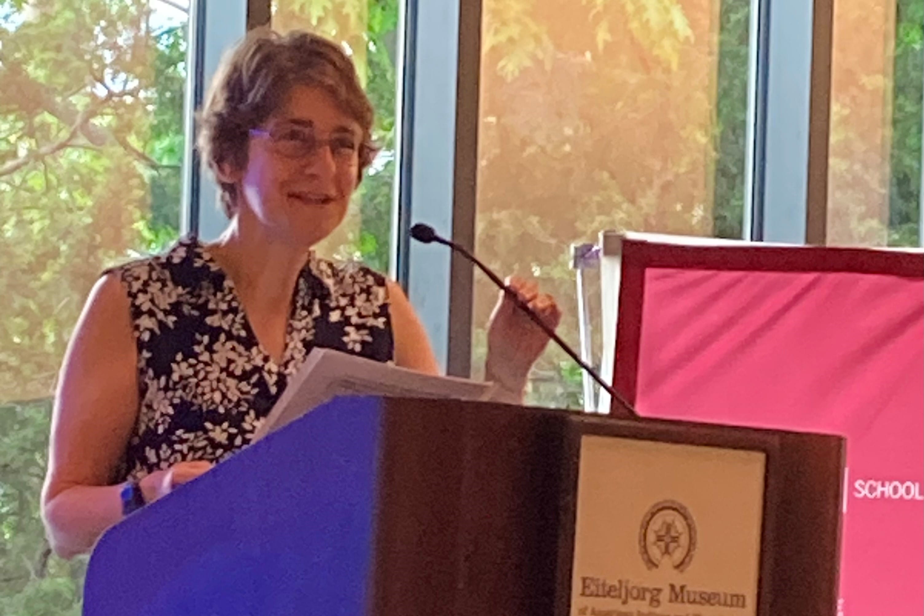 Tatiana Foroud speaks at the podium