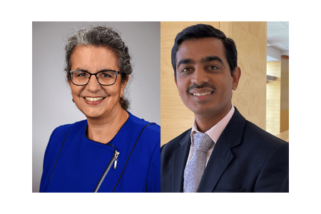 headshots of Linda DiMeglio and Viral Shah