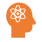 icon of an atom inside a person's head