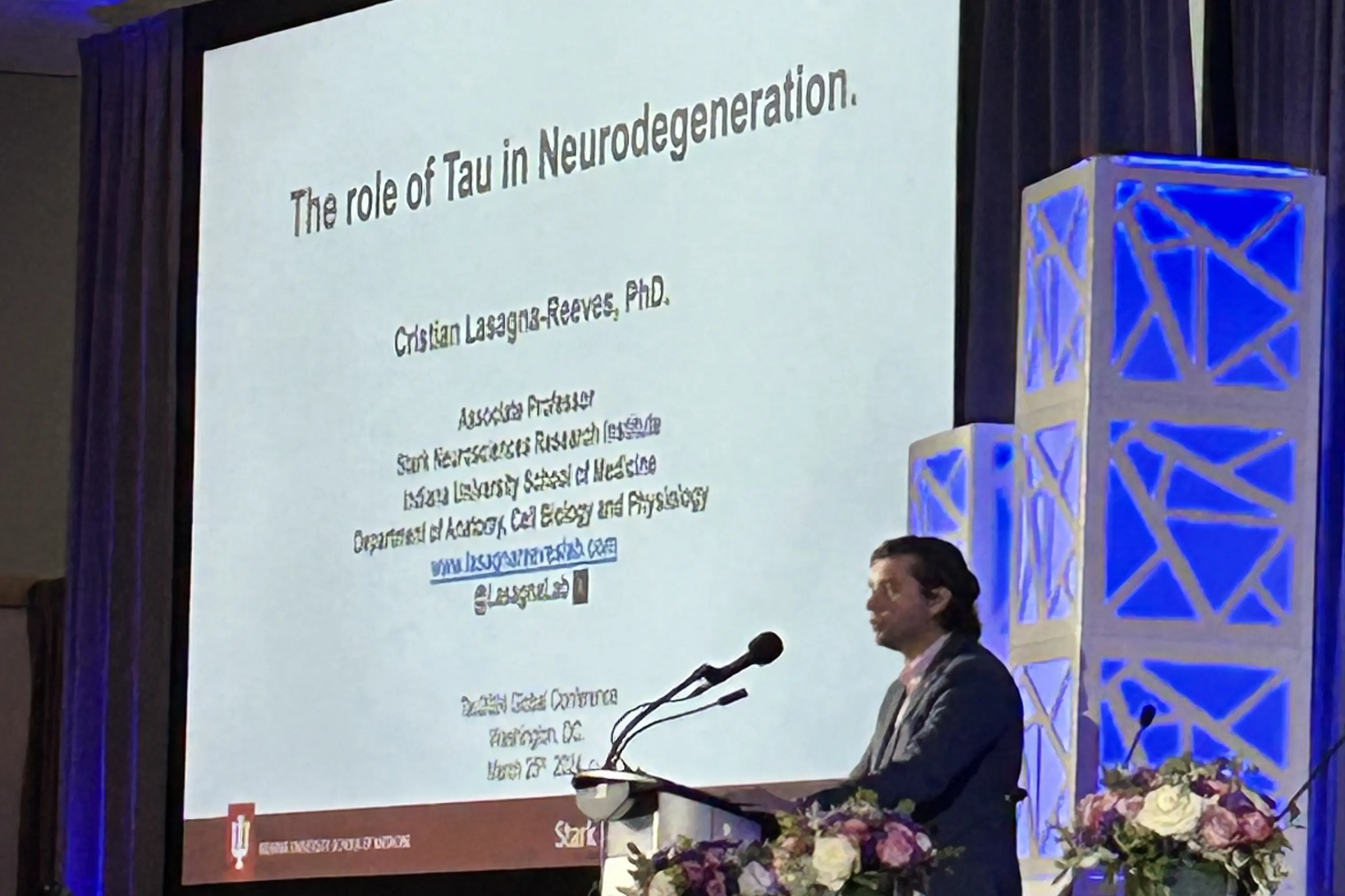 Cristian Lasagna-Reeves presenting at a conference