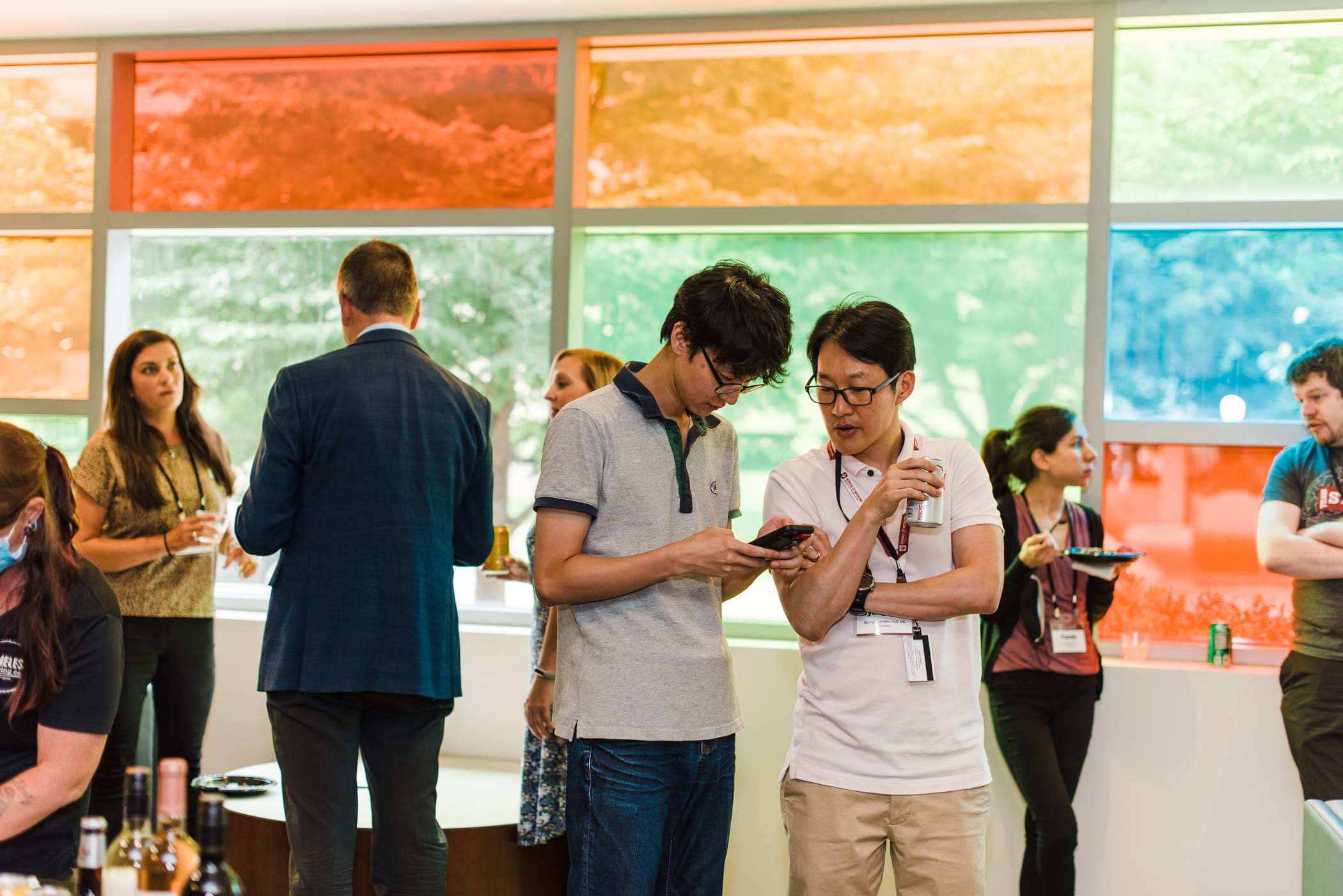 a group mingles at a reception