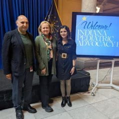 Reza Saadatzadeh, PhD, Karen Pollok, PhD, and Pankita Pandya, PhD, at Pediatric Cancer Advoacy Day 2025