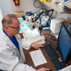 Simon Conway working in his lab.