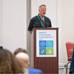 Simon Conway, PhD, presenting at a conference