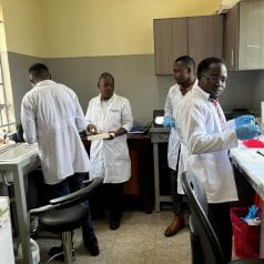Lab team in Uganda processing samples