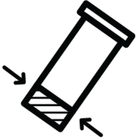 cartoon icon depicting a test tube with arrows to line markers