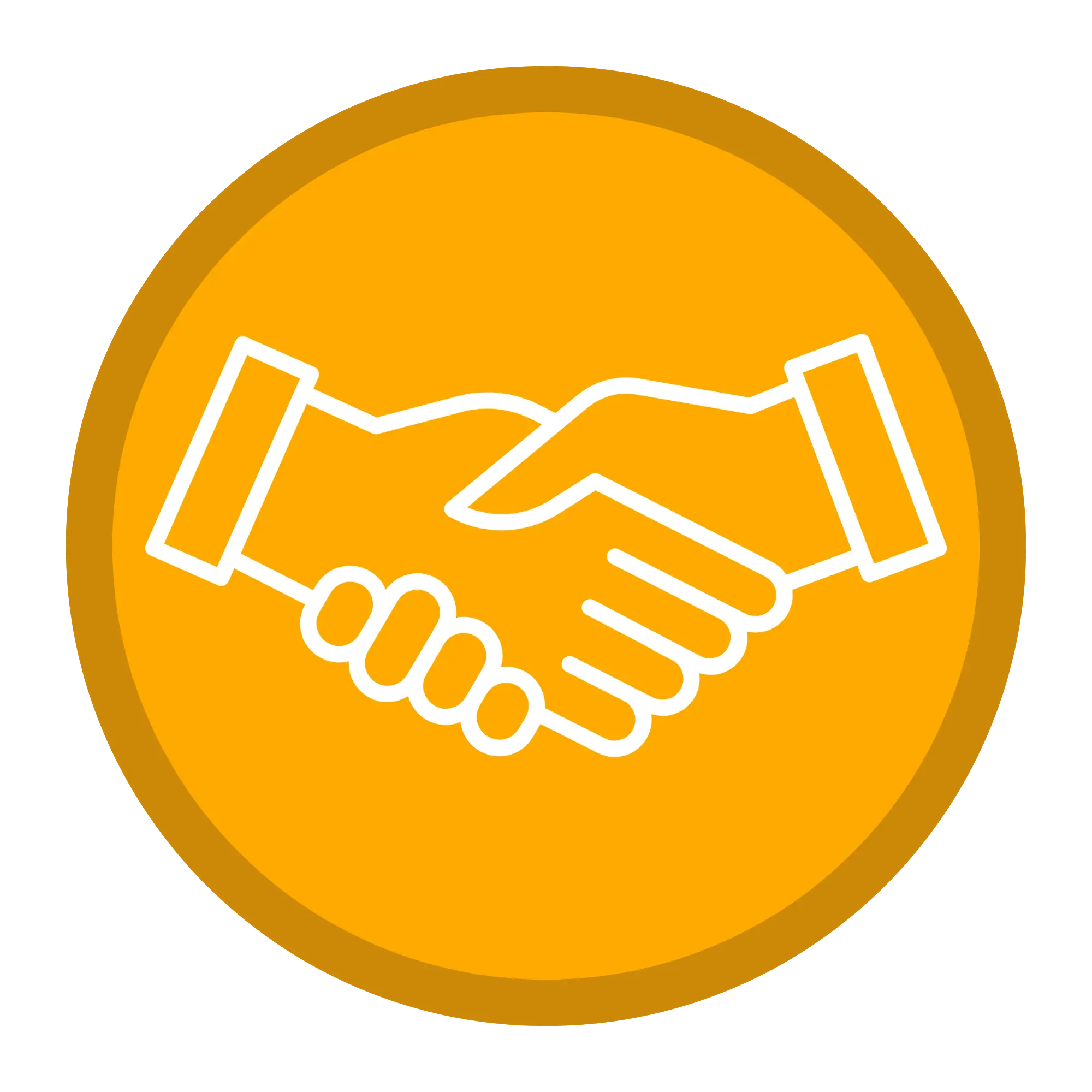 A yellow icon with a handshake.