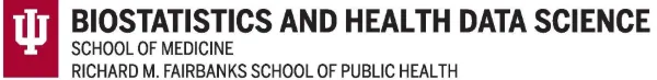 IU trident with Biostatistics and Health Data Science text