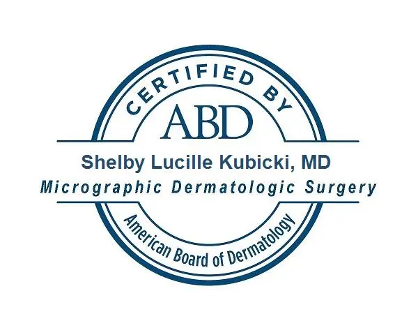 certification seal from the ABD for Shelby Kubicki in micrographic dermatologic surgery