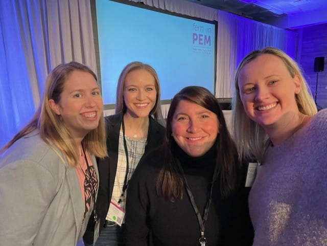 Drs. Anne Whitehead, Lindsey Haut, Elizabeth Weinstein and Hannah DeLuna at FemInPEM conference in 2022.  