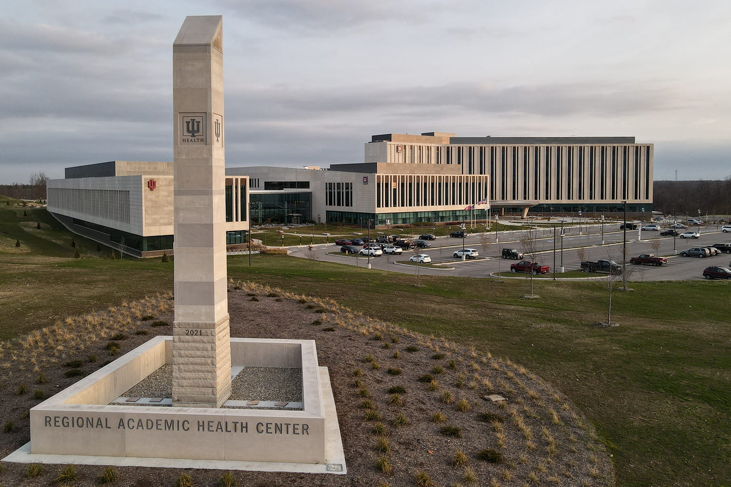 Bloomington health center in the sunset.
