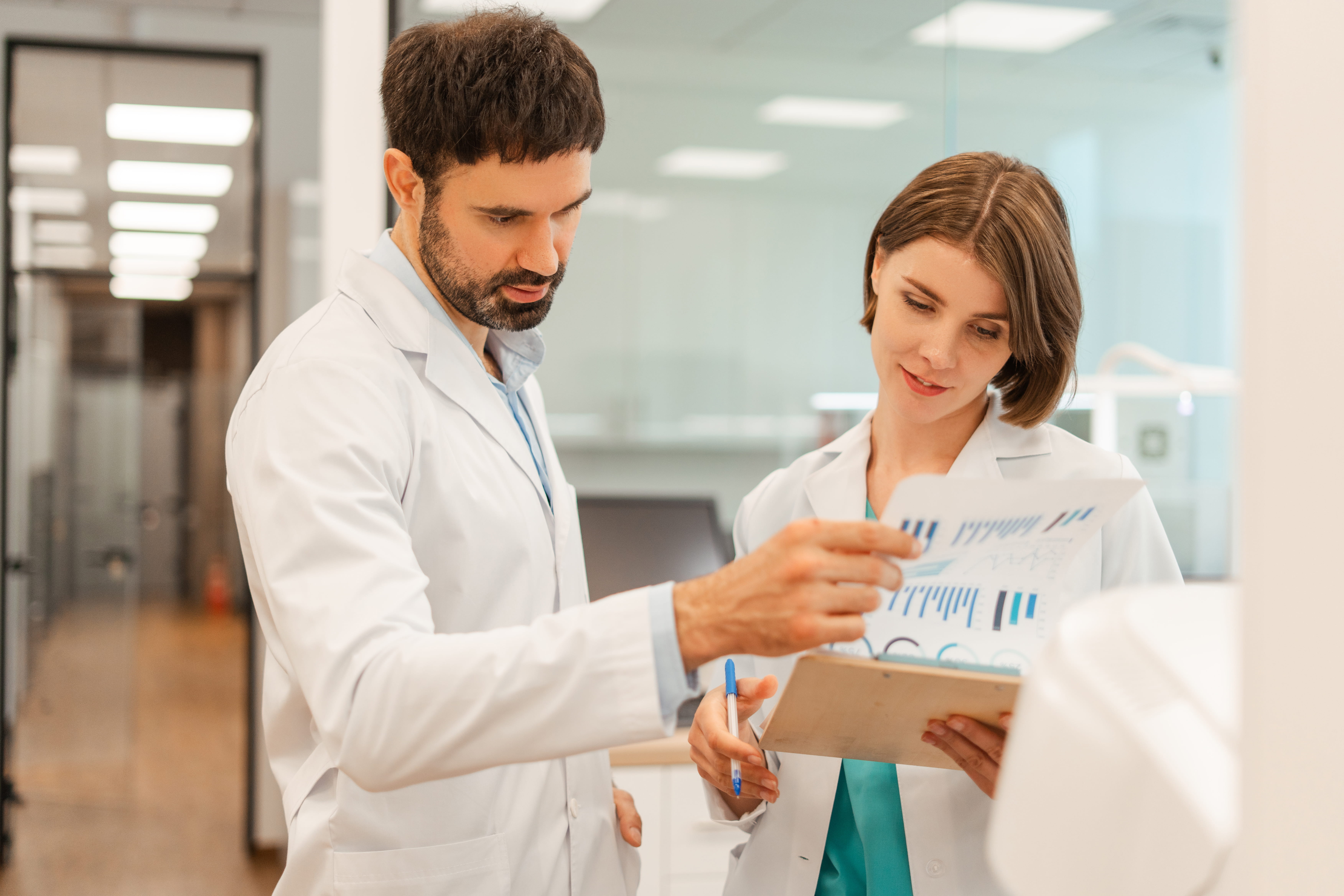 Clinicians reviewing data