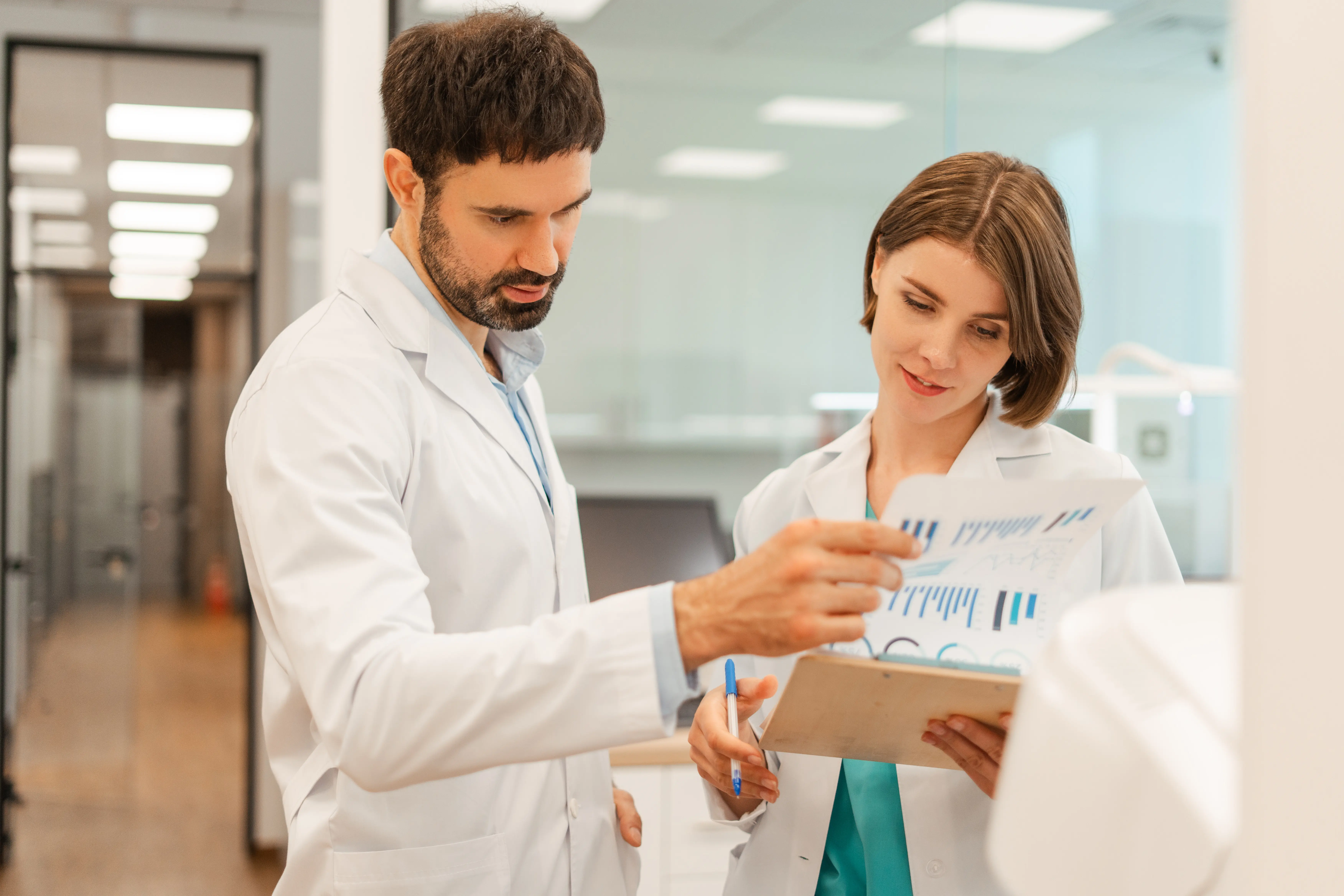 Clinicians reviewing data