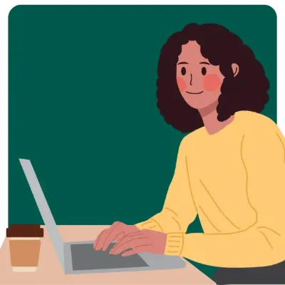 Illustration of a woman using a laptop