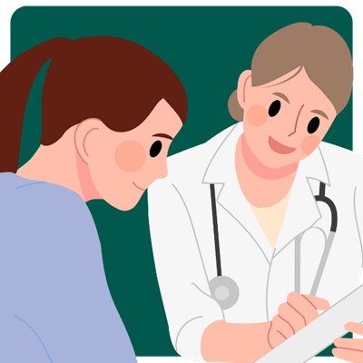 Illustration of two woman looking at a paper