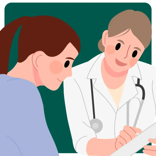 Illustration of two woman looking at a paper