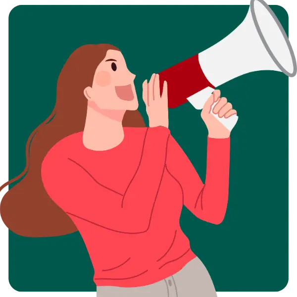 Illustration of a woman yelling into a megaphone