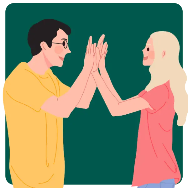 Illustration of a man and woman high-fiving