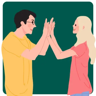 Illustration of a man and woman high-fiving