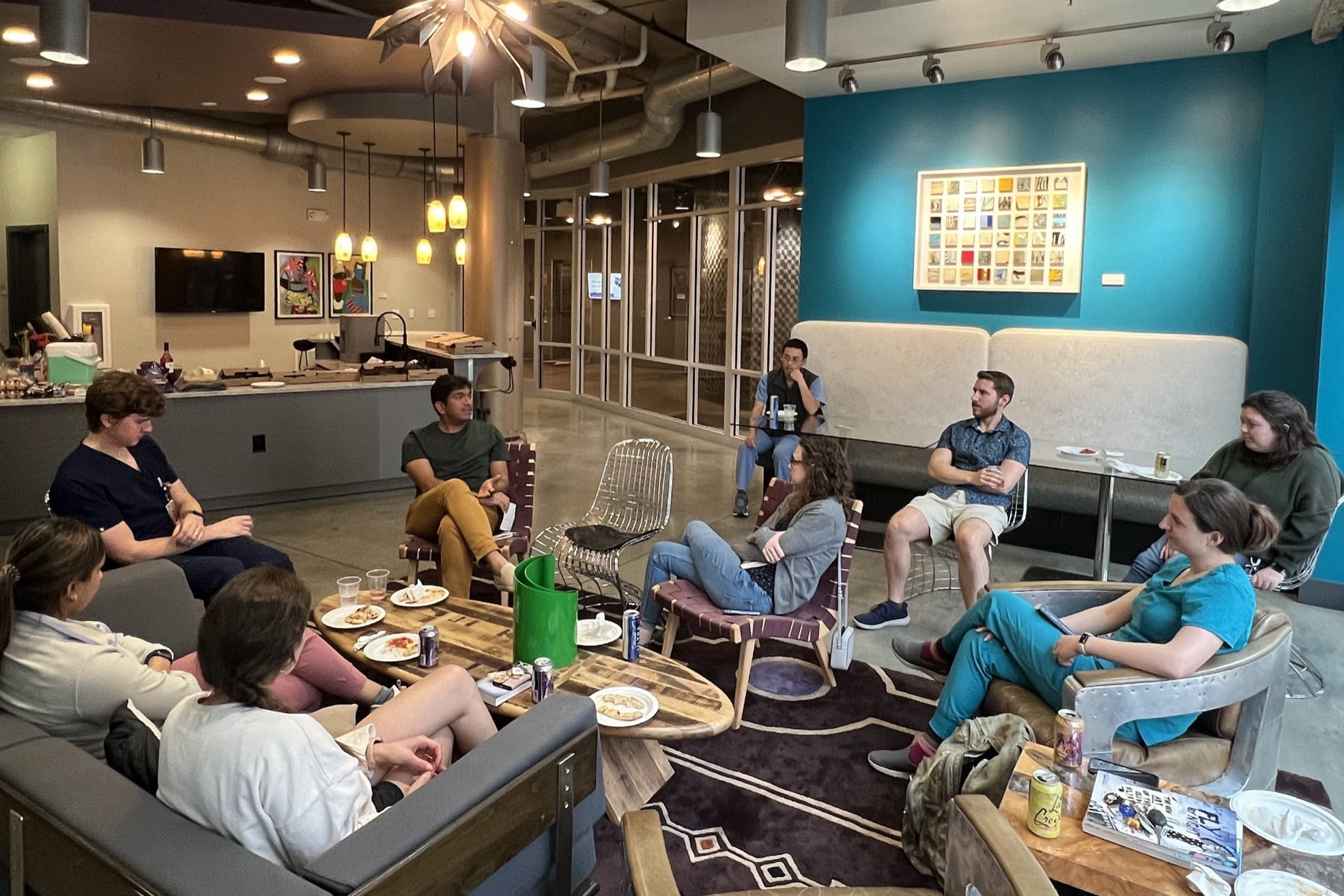 A group of residents in discussion.