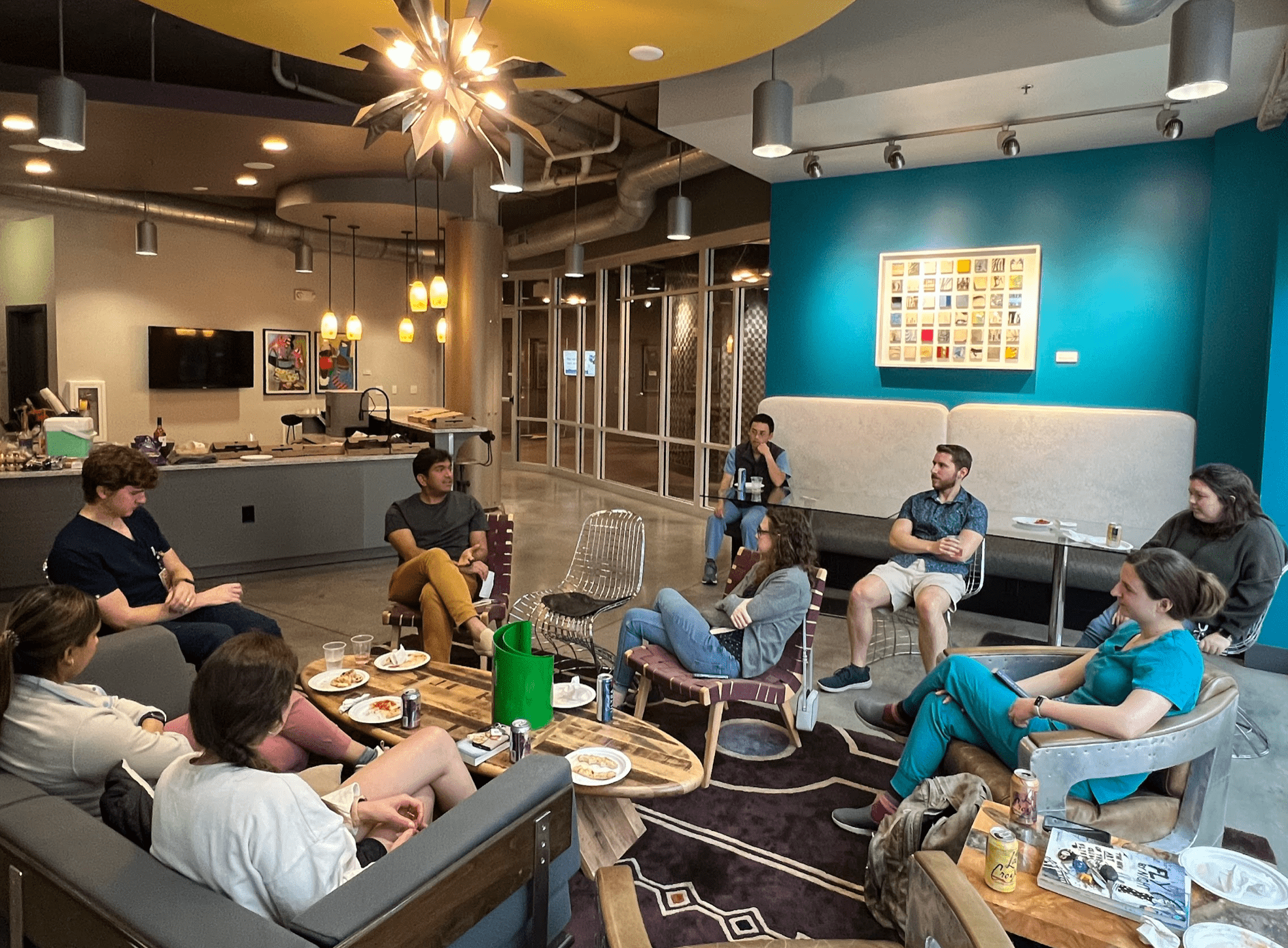 A group of residents in discussion.