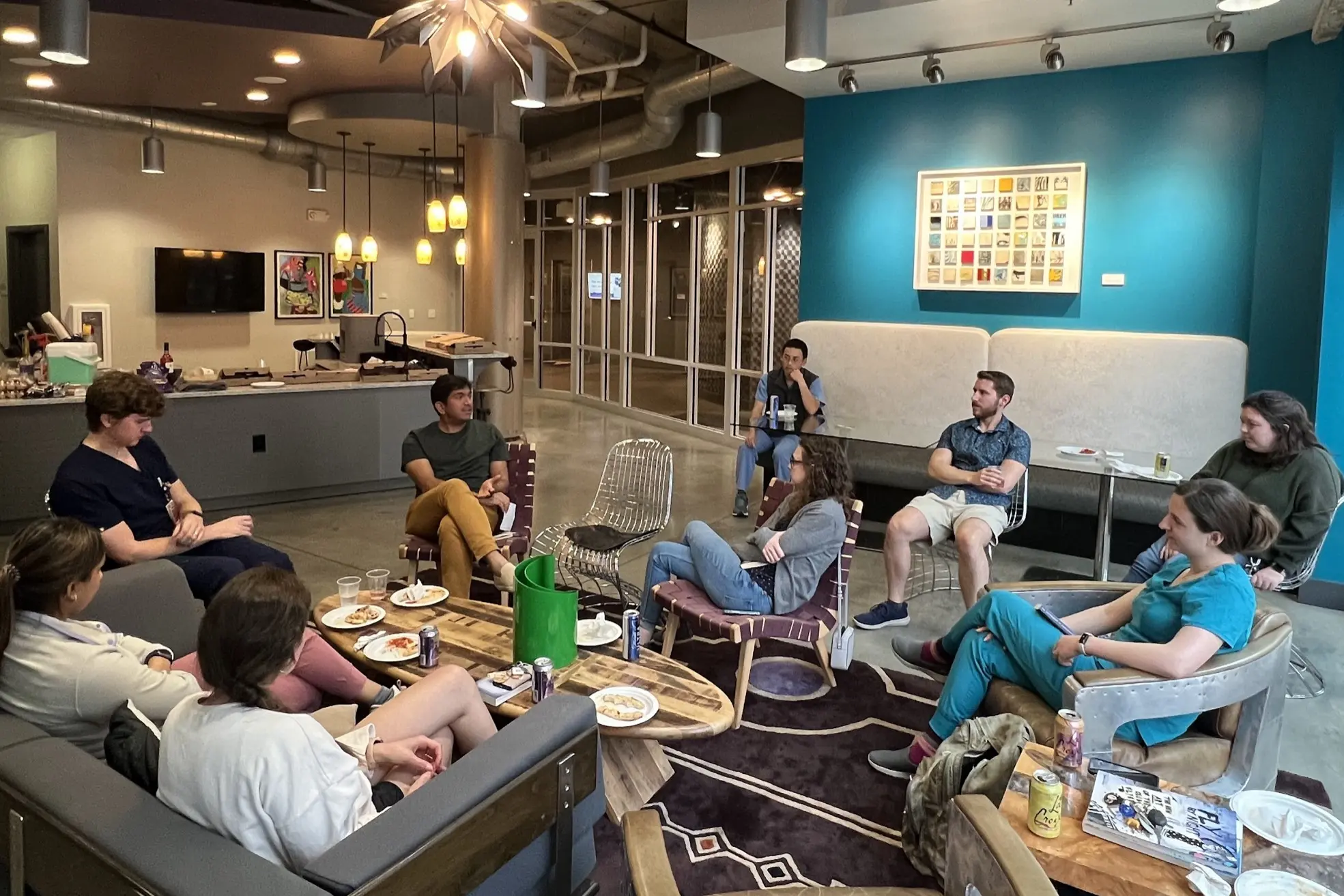 A group of residents in discussion.