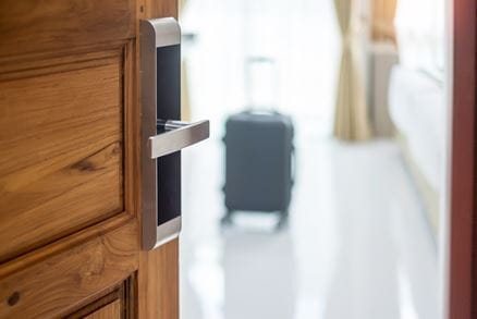 suitcase in hotel room