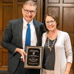 Photo of Drs. Al-Haddad and Helper at the 2022 IU Gastroenterology Fellowship Graduation.