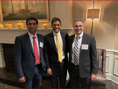 Photo of Drs. Vuppalanchi, Chalasani and Ghabril at the Chalasani Chair Endowment Celebration in 2022.