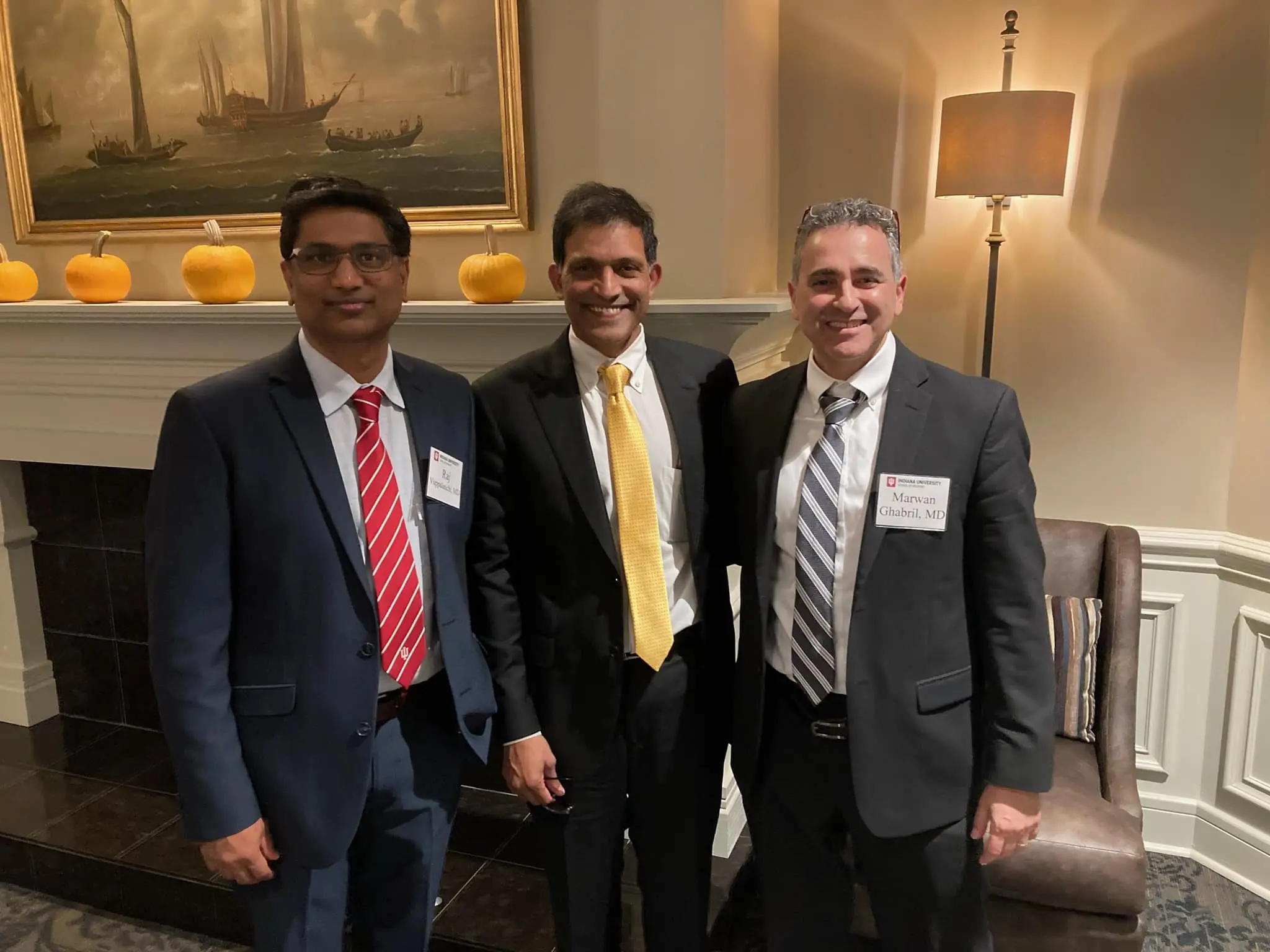 Photo of Drs. Vuppalanchi, Chalasani and Ghabril at the Chalasani Chair Endowment Celebration in 2022.
