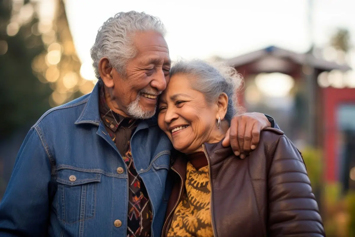 An elderly Hispanic couple enjoying the outdoors