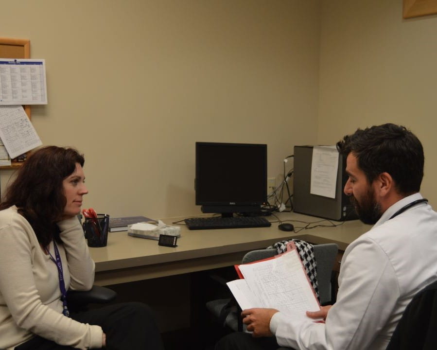 two fellows review a case together