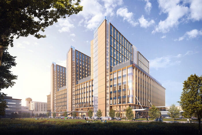 rendering of the new iu health downtown hospital