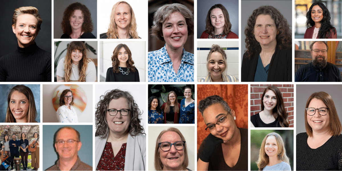 Collage of images with headshots of those on the Music Engagement for Health Collaborative Team