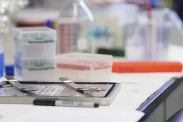 close up of lab bench equipment