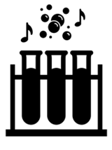 icon of three test tubes with music notes and bubbles above them